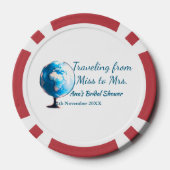 旅行用ブライズシャワーに名前と日付を追加 ミスからミセスへシム様 ポーカーチップ (裏面)