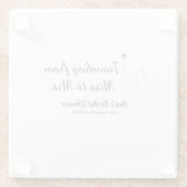 旅行用ブライズシャワーのネームカードの例：ミス（旧姓）シム → ミセス（姓）シム ガラスコースター (裏面)