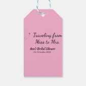 旅行用ブライズシャワーのネームカードの例：ミス（旧姓）シム → ミセス（姓）シム ギフトタグ (裏面)