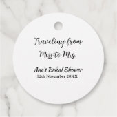 旅行用ブライズシャワーのネームカードの例：ミス（旧姓）シム → ミセス（姓）シム フェイバータグ (裏面)