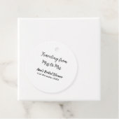 旅行用ブライズシャワーのネームカードの例：ミス（旧姓）シム → ミセス（姓）シム フェイバータグ (インサイチュ)