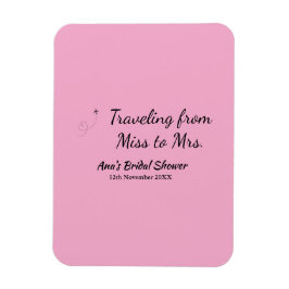 旅行用ブライズシャワーのネームカードの例：ミス（旧姓）シム → ミセス（姓）シム マグネット