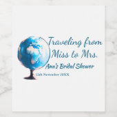 旅行用ブライズシャワーのネームカードの例：ミス（旧姓）シム → ミセス（姓）シム ワインラベル (シングルラベル)