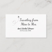 旅行用ブライズシャワーのネームカードの例：ミス（旧姓）シム → ミセス（姓）シム 名刺 (正面)