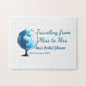 旅行用ブライズシャワーのネームカードの日付をミスからミセス・シムに変更 ジグソーパズル (横)