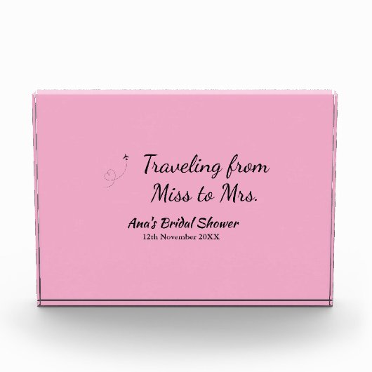 旅行用ブライズシャワーのネームカードの日付をミスからミセス・シムに変更 フォトブロック (正面)