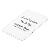 旅行用ブライズシャワーのネームカードの日付をミスからミセス・シムに変更 マグネット (左側)