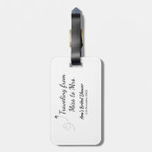 旅行用ブライズシャワーのネームカードの日付をミスからミセス・シムに変更 ラゲッジタグ (裏面縦)