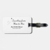 旅行用ブライズシャワーのネームカードの日付をミスからミセス・シムに変更 ラゲッジタグ (裏面横)