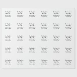 旅行用ブライズシャワーのネームカードの日付をミスからミセス・シムに変更 ラッピングペーパー