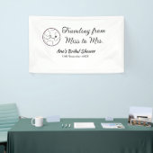 旅行用ブライズシャワーのネームカードの日付をミスからミセス・シムに変更 横断幕 (トレードショー)