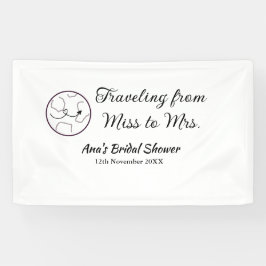 旅行用ブライズシャワーのネームカードの日付をミスからミセス・シムに変更 横断幕
