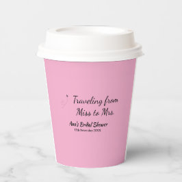 旅行用ブライズシャワーのネームカードの日付をミスからミセス・シムに変更 紙コップ