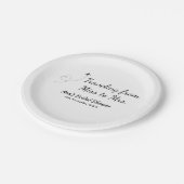 旅行用ブライズシャワーの名前と日付をミスからミセス・シムに変更する ペーパープレート (アングル)