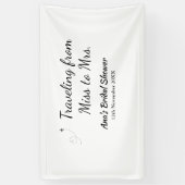 旅行用ブライズシャワーの名前と日付をミス・シムからミセス・シムに変更 横断幕 (縦)