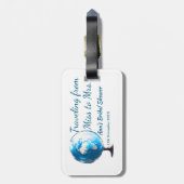 旅行用ブライズシャワーの名前に日付をミスからミセス・シムに変更 ラゲッジタグ (裏面縦)