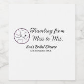 旅行用ブライズシャワーの名前に日付を追加してミスからミセスへ変更 ワインラベル (シングルラベル)