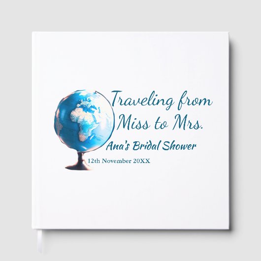 旅行用ブライズシャワーの名札 日付をミスからミセスシムに変更 ゲストブック (正面)