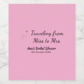 旅行用ブライズシャワーの名札 日付をミスからミセスシムに変更 ワインラベル (シングルラベル)