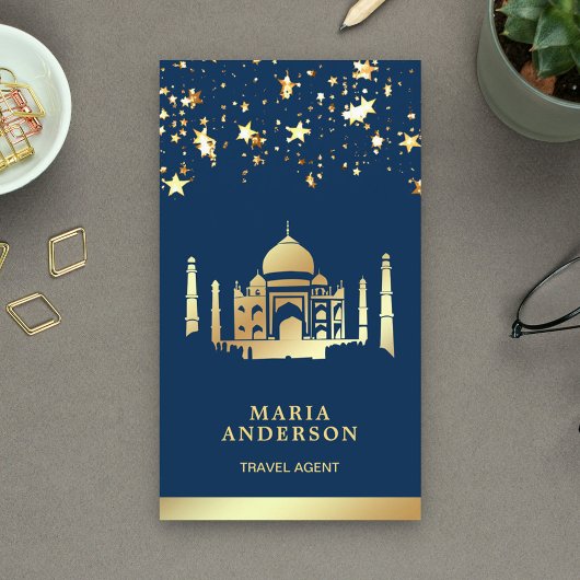 旅行用品 タージ・マハール ネイビーブルー ゴールド コンフェッティ 海軍 青 金 旅行代理店 名刺