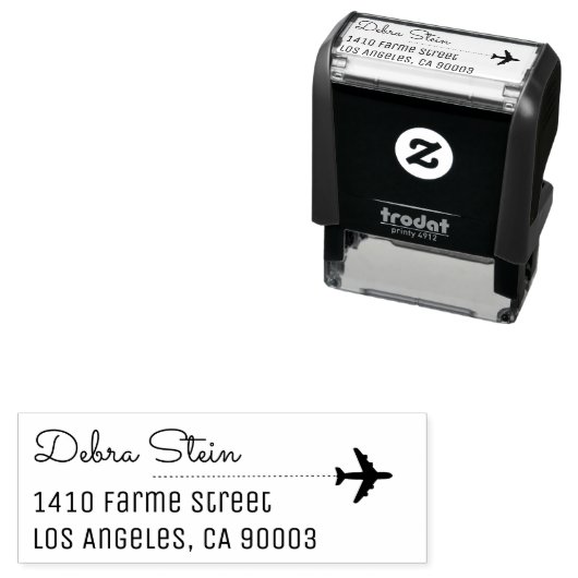 旅行用飛行機と名前、シンプルと澄ん セルフインキングスタンプ (インサイチュ)
