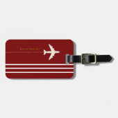 旅行用飛行機名前をカスタムするとイニシャルダークレッド ラゲッジタグ (正面横)
