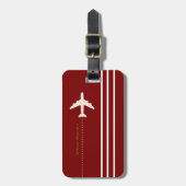 旅行用飛行機名前をカスタムするとイニシャルダークレッド ラゲッジタグ (正面縦)