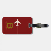 旅行用飛行機名前をカスタムするとイニシャルダークレッド ラゲッジタグ (裏面横)