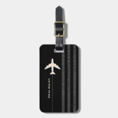 旅行用飛行機名前をカスタムする&イニシャルブラック ラゲッジタグ (正面縦)