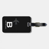 旅行用飛行機名前をカスタムする&イニシャルブラック ラゲッジタグ (裏面横)