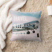 旅行睡眠の繰り返しのヴィンテージの飛行機のwanderlust クッション (ブランケット)