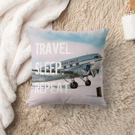 旅行睡眠の繰り返しのヴィンテージの飛行機のwanderlust クッション (ブランケット)