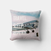 旅行睡眠の繰り返しのヴィンテージの飛行機のwanderlust クッション (正面)