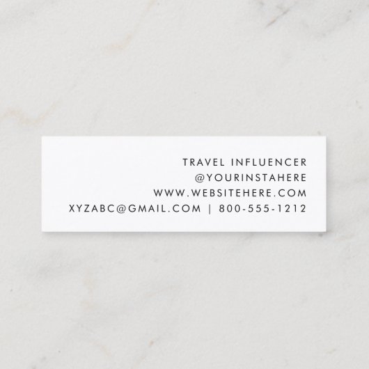 旅行社会的な媒体の金ゴールドの世界地図 スキニー名刺 (裏面)