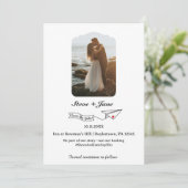 旅行結婚の紙機モダン械日付の保存 招待状 (スタンド正面)