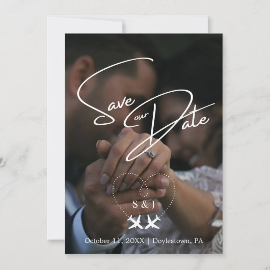 旅行結婚の飛行機のハートモダンを保存 招待状 (正面)