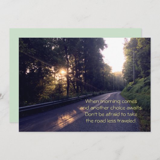 旅行者が少ない道はよりよい日待っています サンキューカード (正面/裏面)