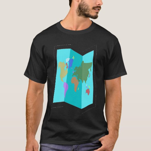 旅行者と地理愛好家のための世界地図 Tシャツ (正面)