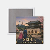 🏙️ 旅行者のためのソウル韓国旅行の思い出 マグネット (正面/裏面)
