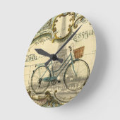 旅行者のヴィンテージの自転車のパリシックなエッフェル塔 ラウンド壁時計 (傾斜)