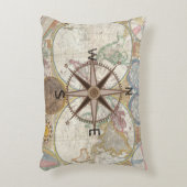 旅行者の世界地図のコンパス面図 アクセントクッション (正面(垂直))