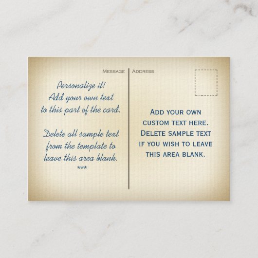 旅行者の小型郵便はがきの名刺 名刺 (裏面)