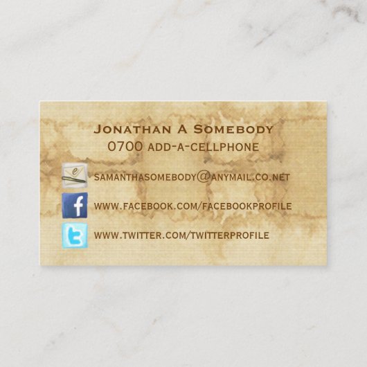 旅行者の社会的なプロフィールカード コーリングカード (裏面)