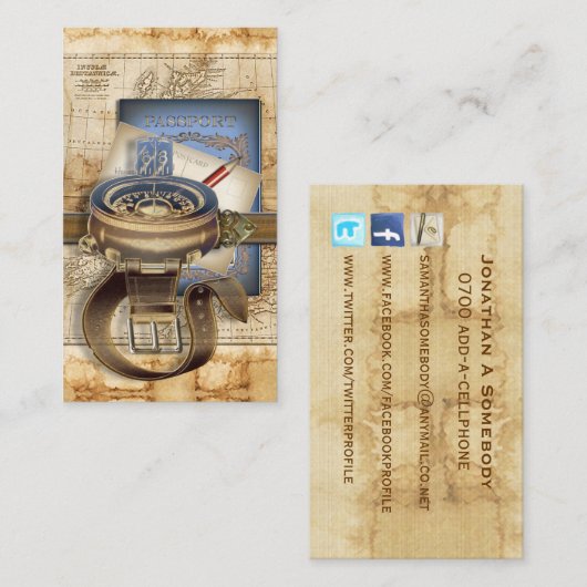 旅行者の社会的なプロフィールカード コーリングカード (正面/裏面)