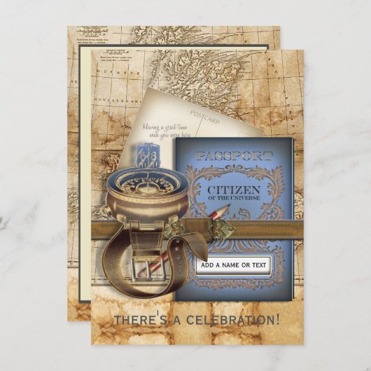 旅行者媒体のパーティの招待状 招待状 (正面/裏面)