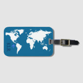 旅行者、イニシャルと地図パーソナライズされた ラゲッジタグ (正面横)