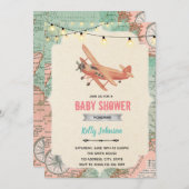 旅行航空機シャワー誕生日招待状 招待状 (正面/裏面)