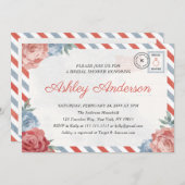 旅行花の郵便はがきのブライダルシャワーの招待状 招待状 (正面/裏面)