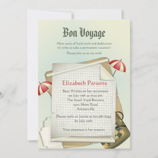 旅行計画退職パーティの招待状 招待状 (正面)
