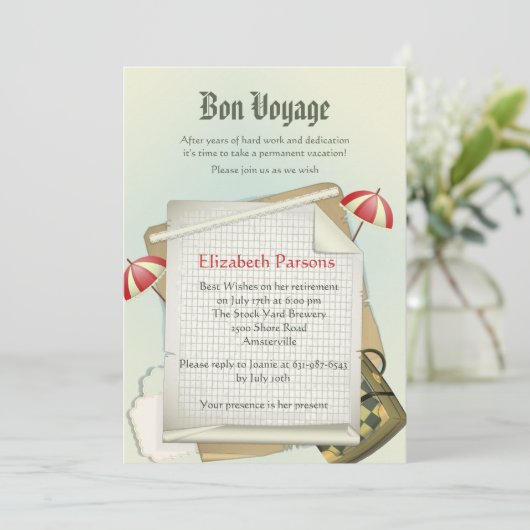 旅行計画退職パーティの招待状 招待状 (スタンド正面)